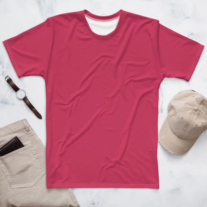 Plain Ruby Red True Summer Men's Crewneck Polyester Heavyweight Premium T-Shirt by Treasure Pie product image (1)