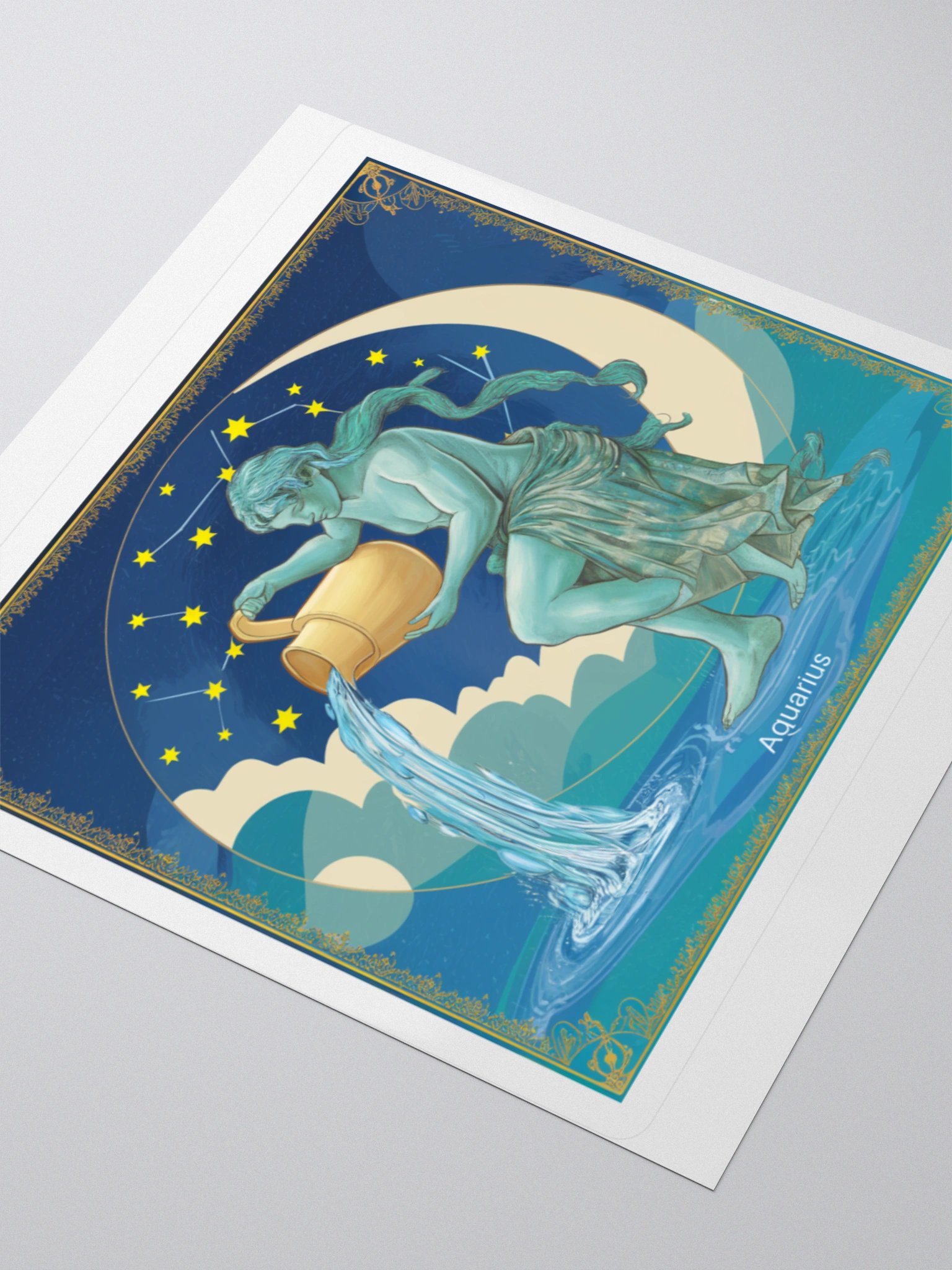 Aquarius Celestial Water-Bearer Vinyl Sticker - Exclusive Zodiac Art product image (7)