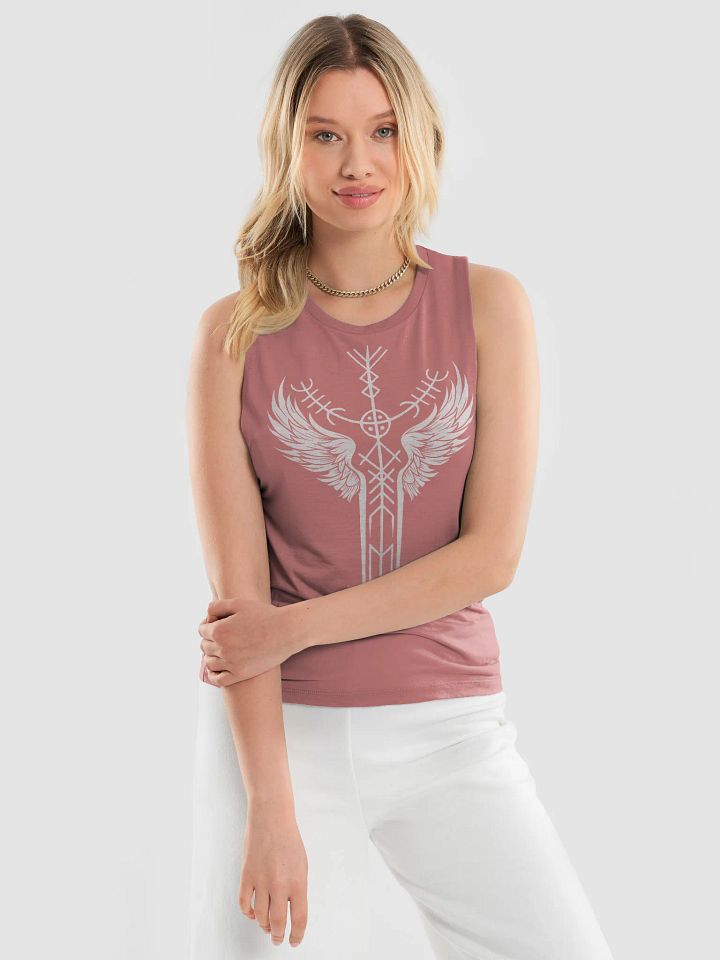 The Valkyrie Stave Women's Flowy Muscle Tank (white print) product image (1)