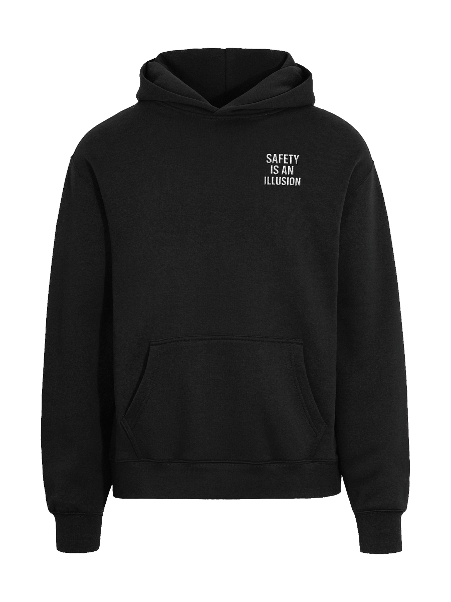 Safety is an Illusion embroidered black hoodie product image (3)