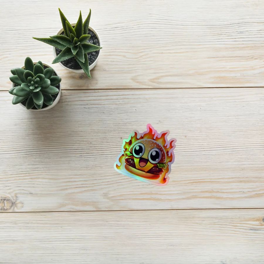 Flaming Hamburger Holographic Sticker Sheet product image (10)