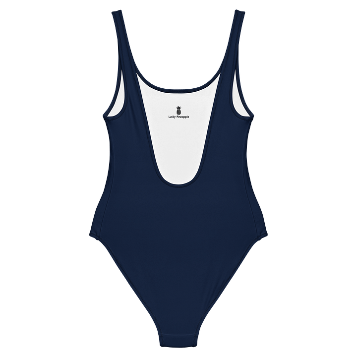 Navy Blue Solid Color Retro Inspired Women's One Piece Swimsuit product image (2)
