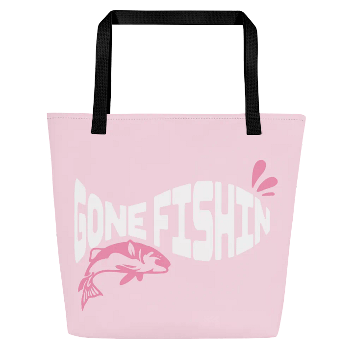 Gone Fishin' All-Over Pink Tote Bag product image (1)