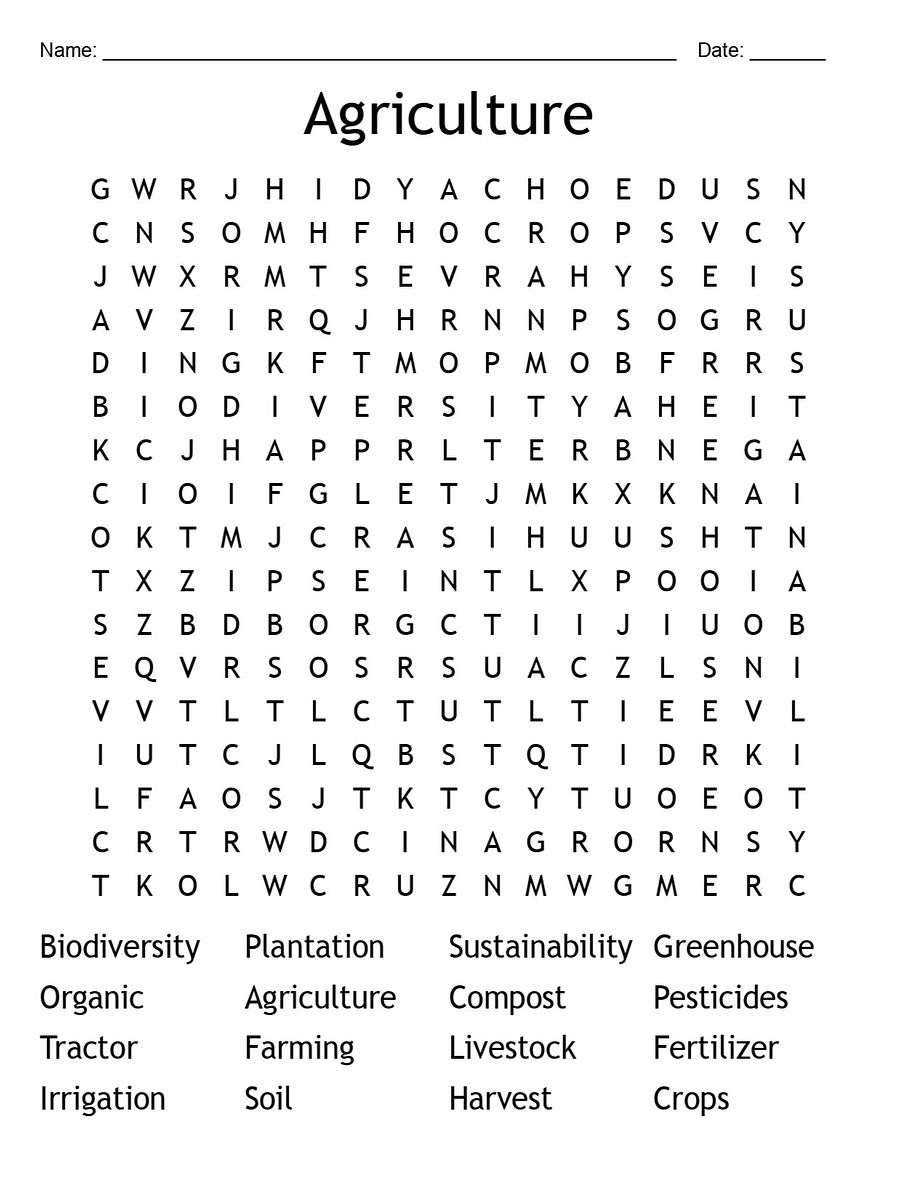 Printable Agriculture Word Search Puzzle – 16 Key Vocabulary Words! product image (1)