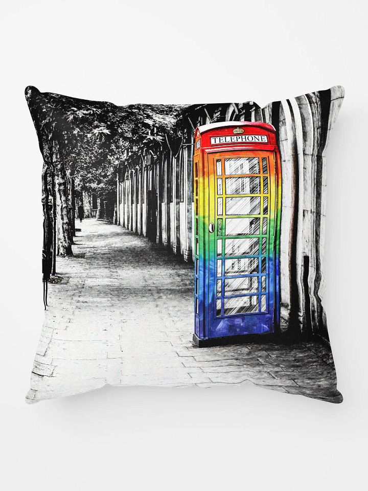British Telephone Box - LGBTQ Pride Design Throw Pillow product image (1)
