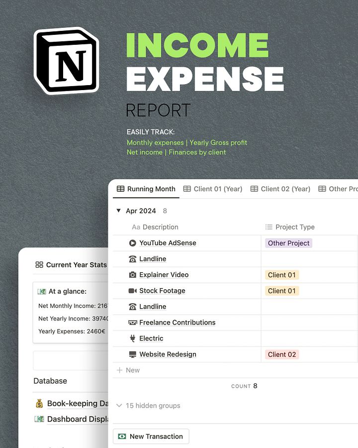 Income | Expense Report (Notion Template) product image (1)