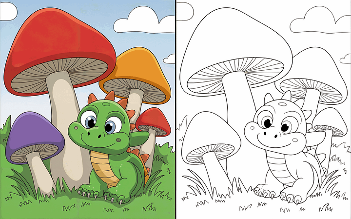 Cute Dragon Coloring Pages | 20+ Fantasy Designs | Black & White + Colored Reference Pack product image (2)