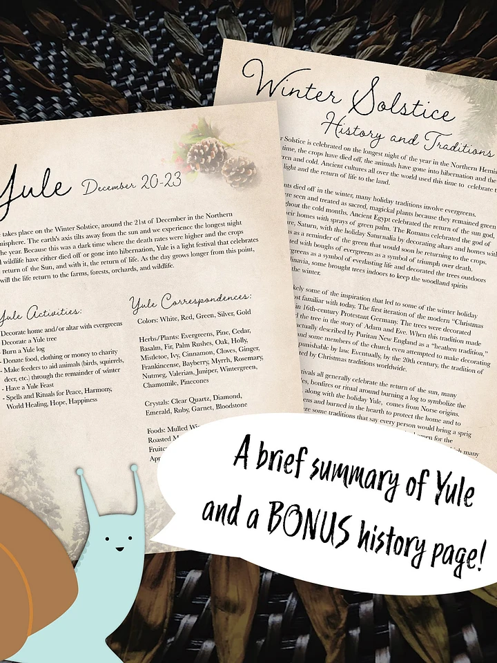Yule Grimoire Page + Winter Solstice History page - Digital Download product image (1)