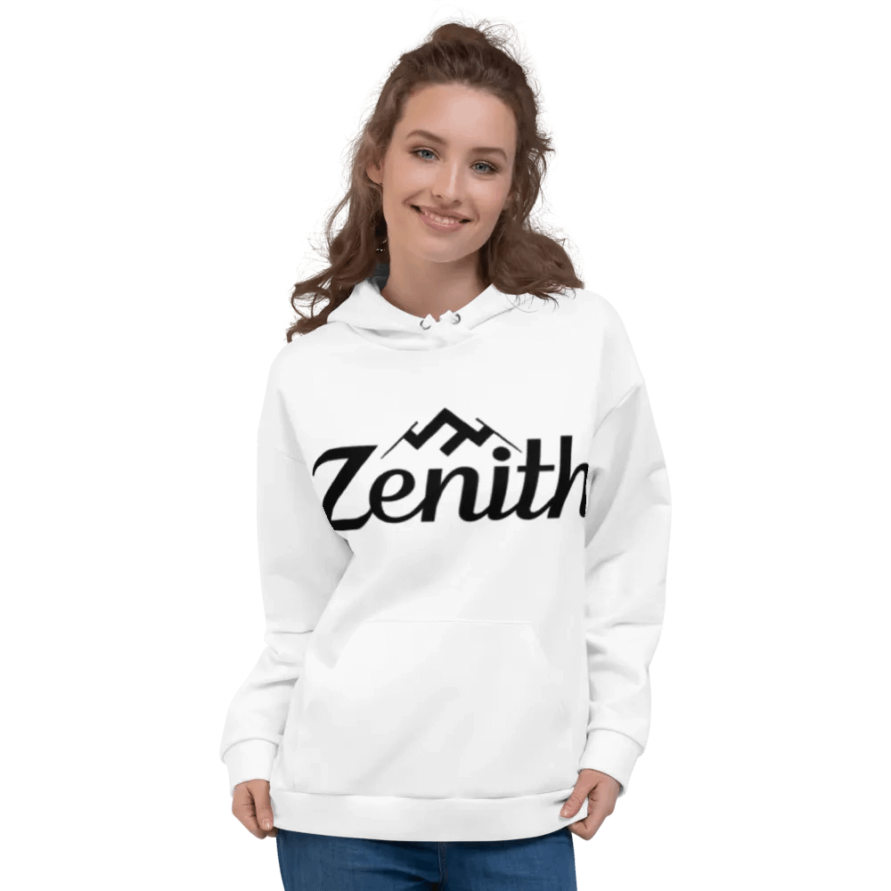 Zenith Recycled Unisex Hoodie with Mountain Peak Design - White product image (5)