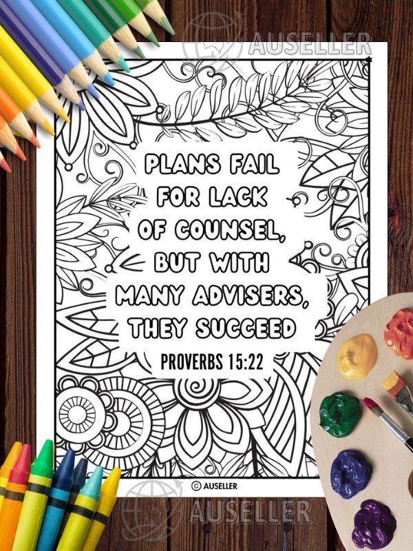 Printable Christian Colouring Book For Women - Colour In Words Of Wisdom: PROVERBS product image (3)