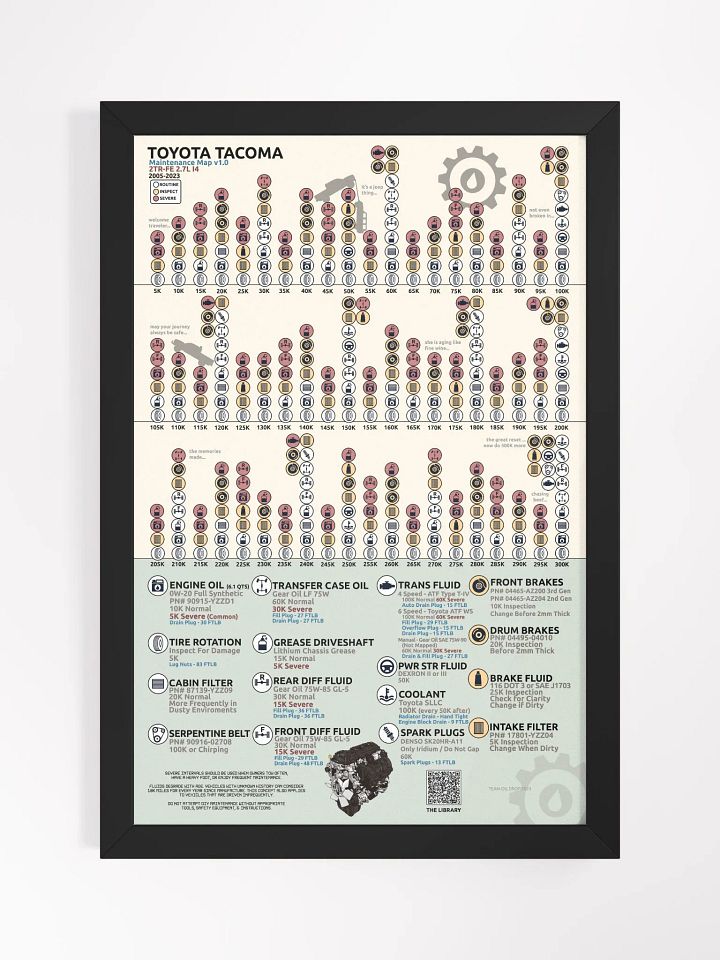 2.7L I4 2TR-FE TACOMA MAINTENANCE MAP - FRAMED product image (1)