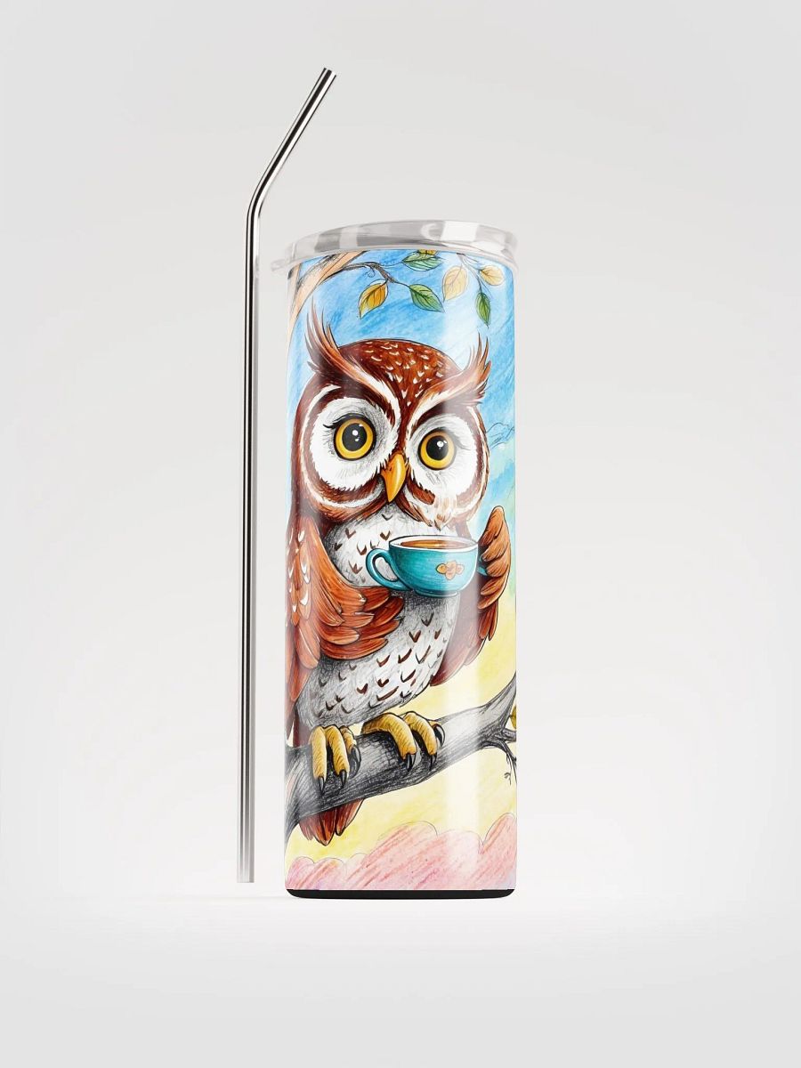 Morning Coffee Owl Stainless Steel Tumbler product image (1)