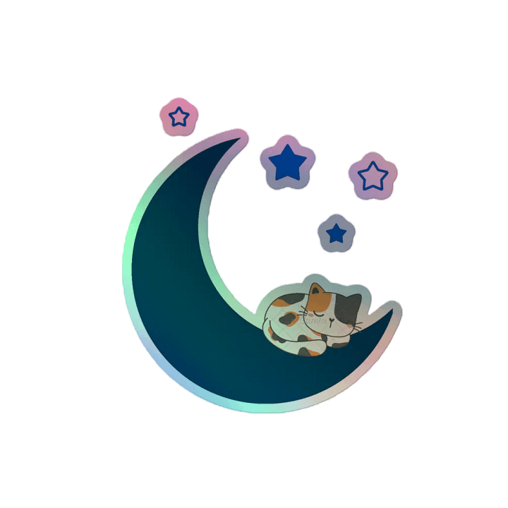 Sleepy Cat on Crescent Moon Sticker Sheet product image (2)
