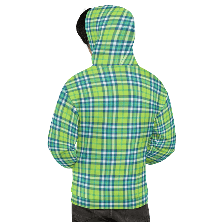 Lime Green and Turquoise Plaid Hoodie product image (8)