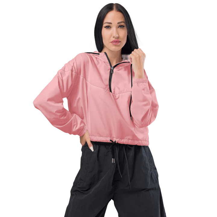 Women's Cropped Pink Windbreaker product image (2)