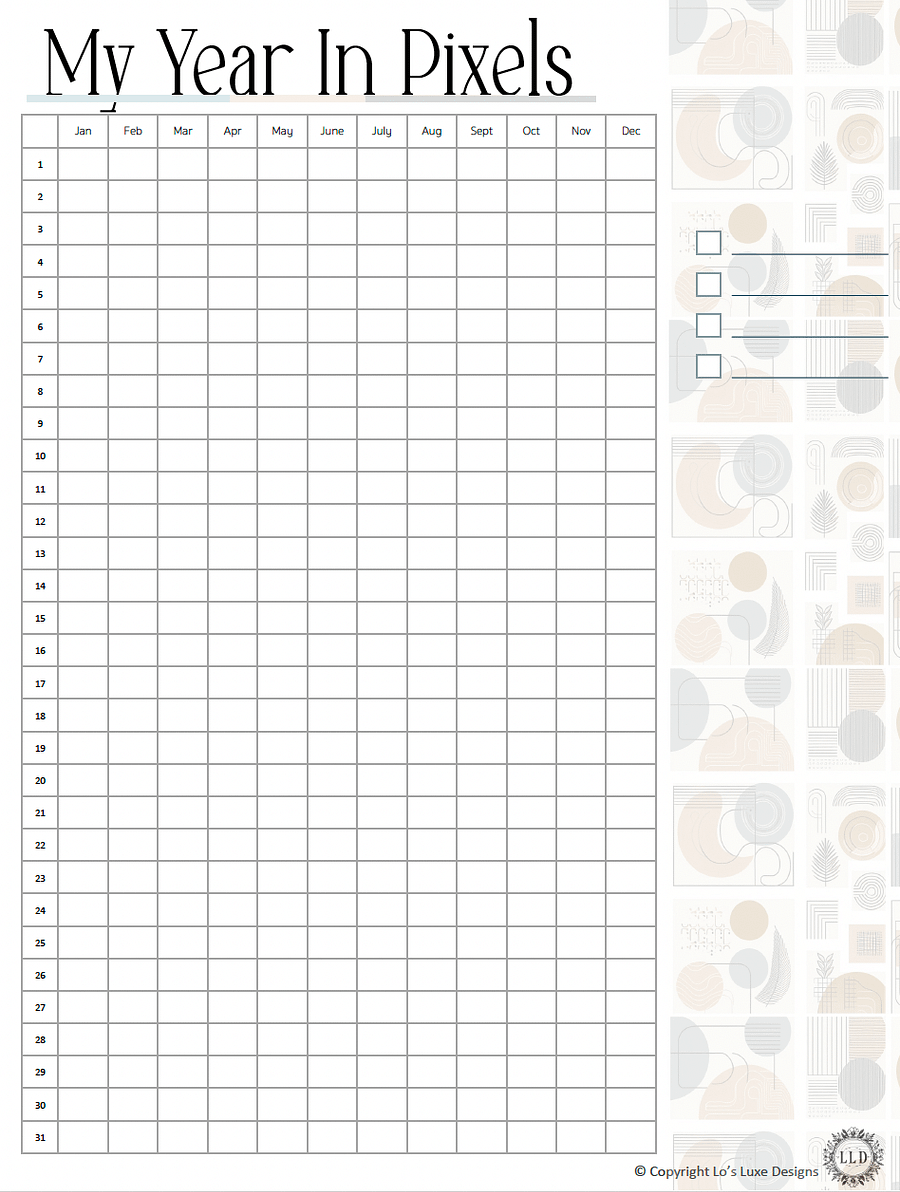 Yearly Habit Tracker - Geometric Shapes - 8.5x11 Printable product image (1)