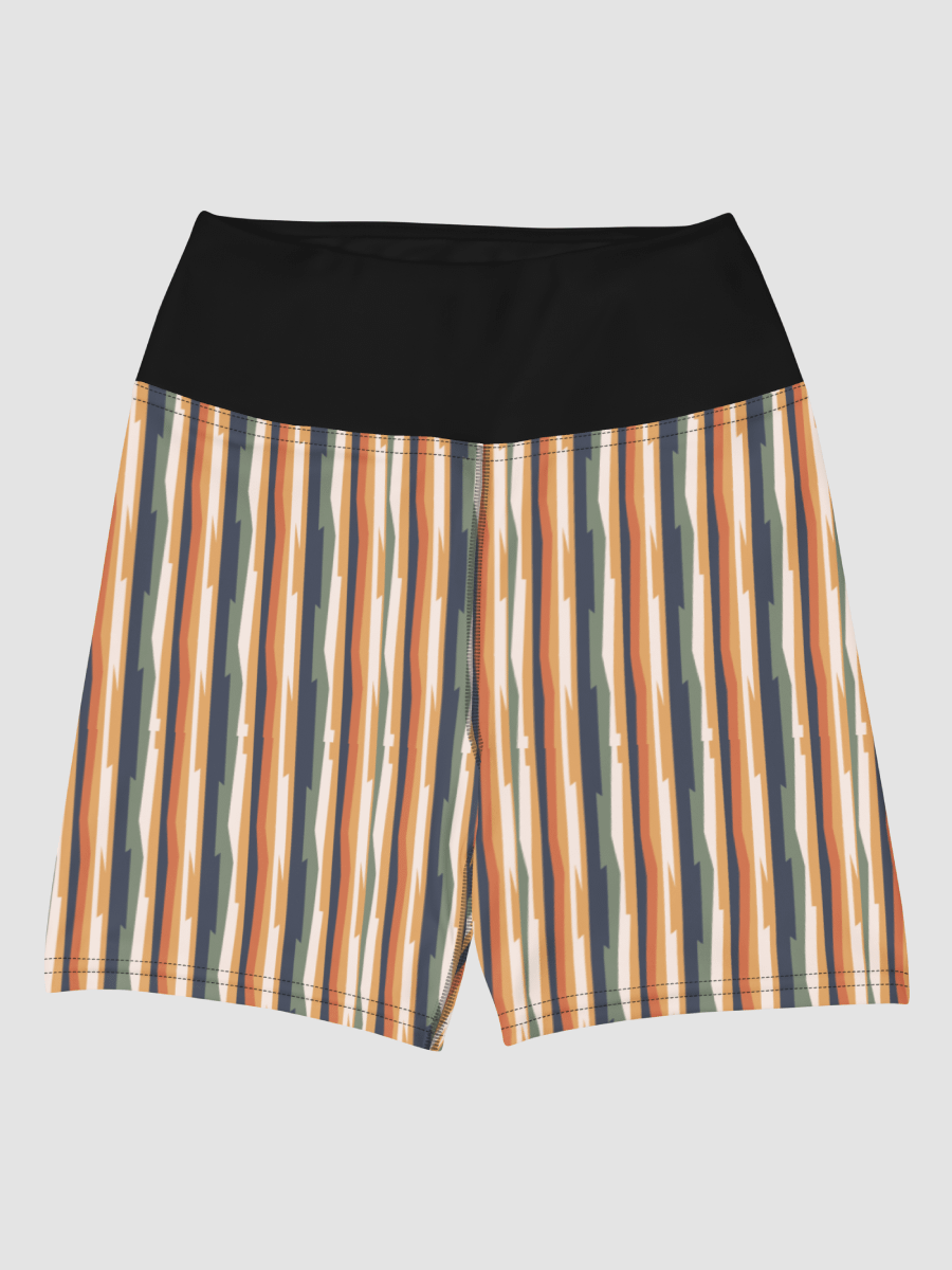 Hand-drawn-stripes-background, with black waist band, All-Over Print Yoga-shorts product image (1)