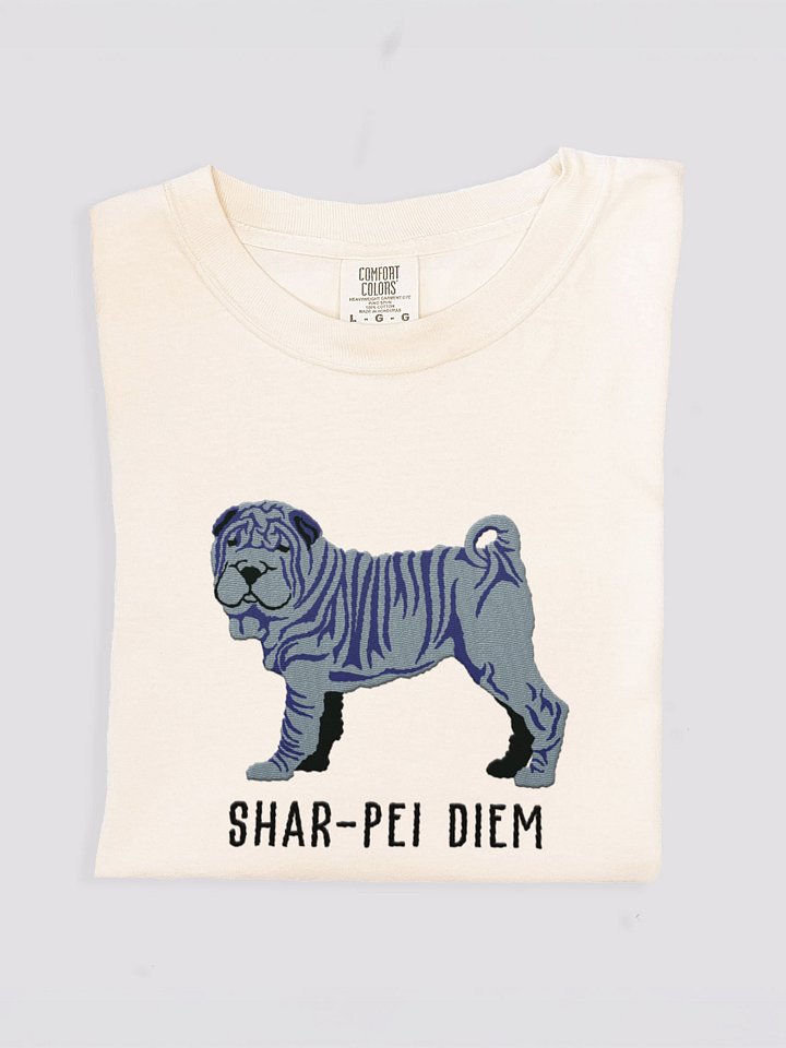 Shar-Pei Diem T-Shirt(Embroidered) of a Chinese Shar-Pei(Blue) product image (1)