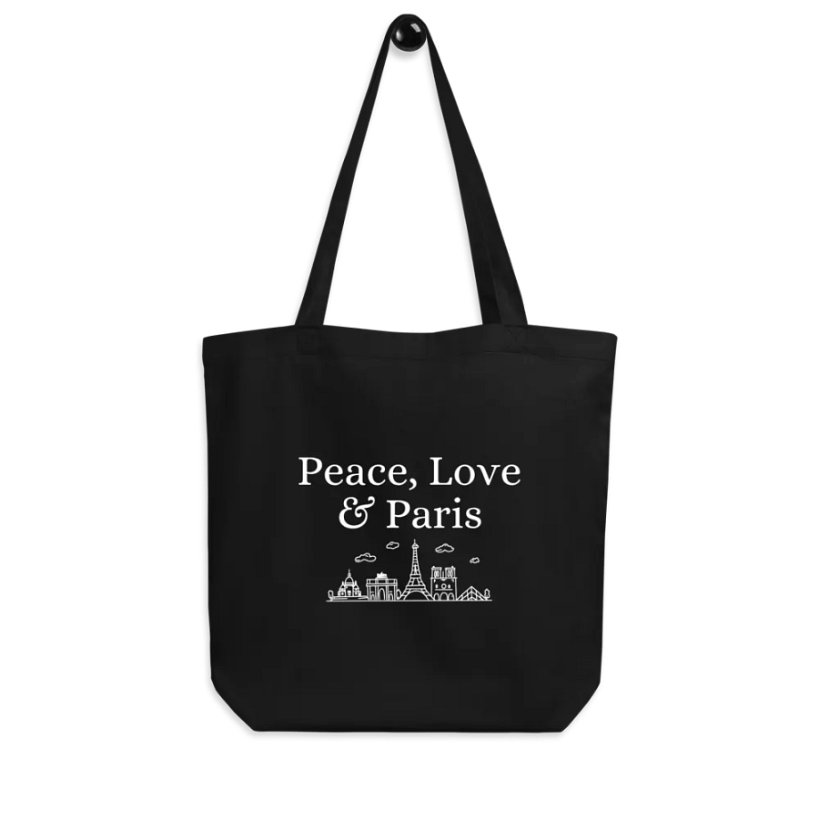Peace, Love and Paris Organic Statement Tote with Monuments Eco-Friendly Chic product image (6)