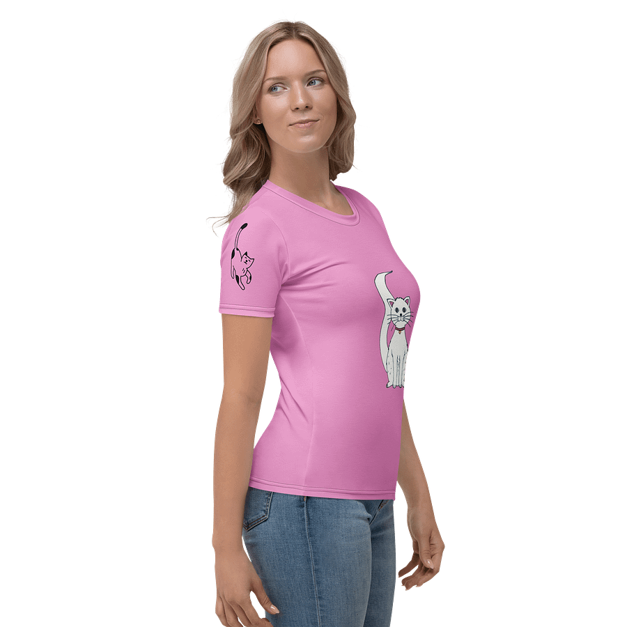 White Cat (art by Dina R.) acrylic painting - Women's Crew Neck T-Shirt product image (3)