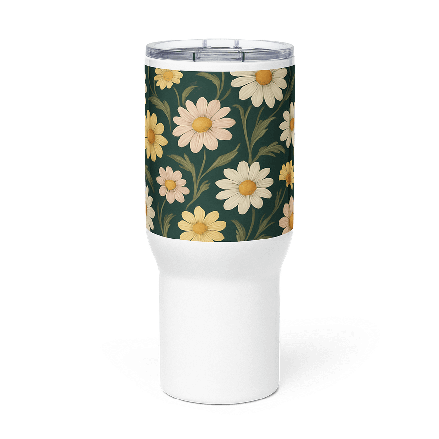 Daisy Bloom Travel Mug with Handle – 25oz / 40oz Floral Coffee Tumbler product image (3)