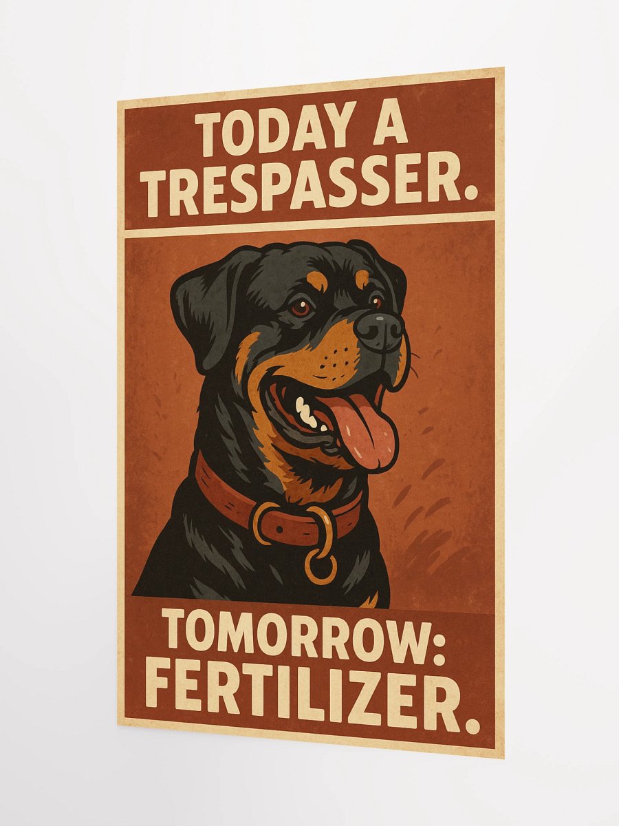 Rottweiler Poster: Today a Trespasser, Tomorrow Fertilizer product image (9)