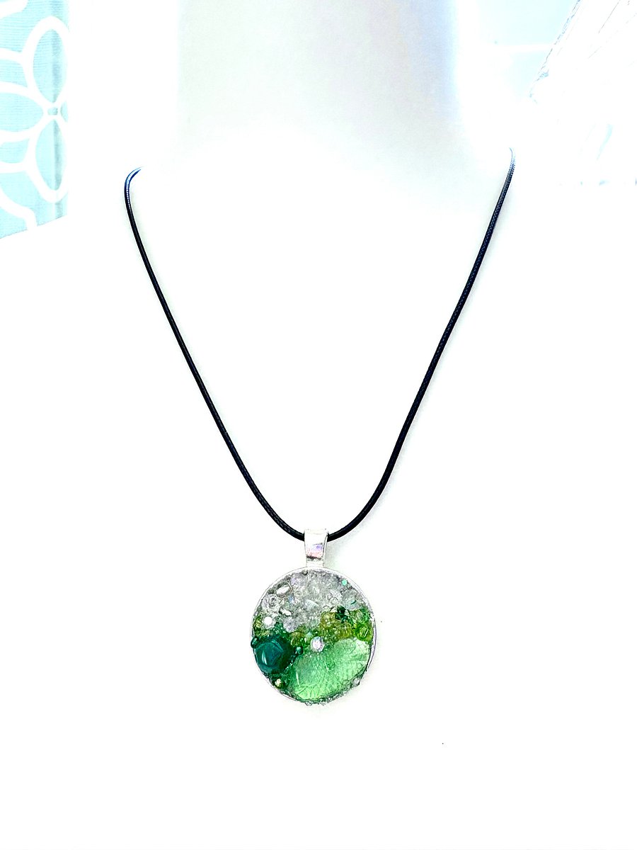 Horizon Sea Glass Pendant Necklace – Atlantic Ocean Green Handmade Bead & Sea Glass Art | Coastal Charm Jewelry by Monique Faella Designs™ | MFD-00218 product image (3)