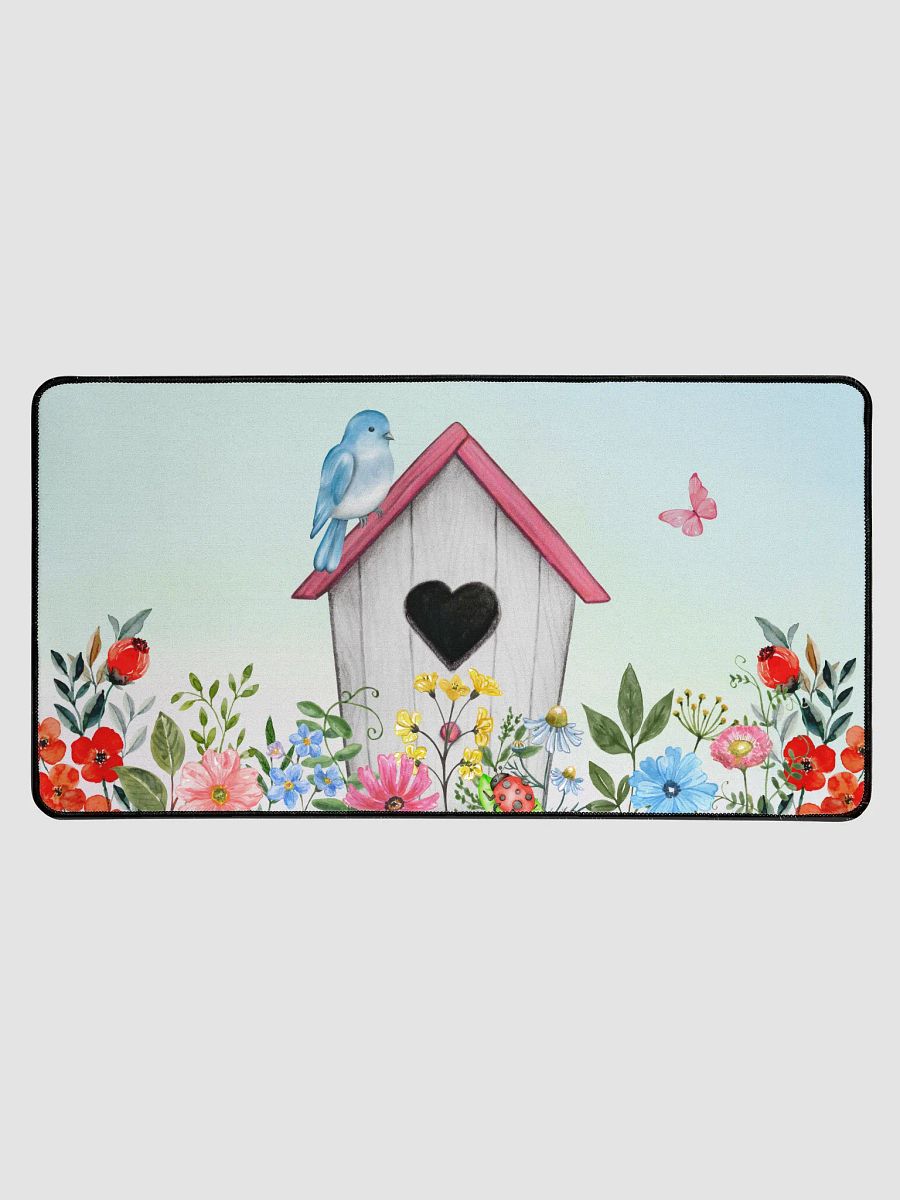 Bluebird, Bird house and flowers Desk Mat product image (1)