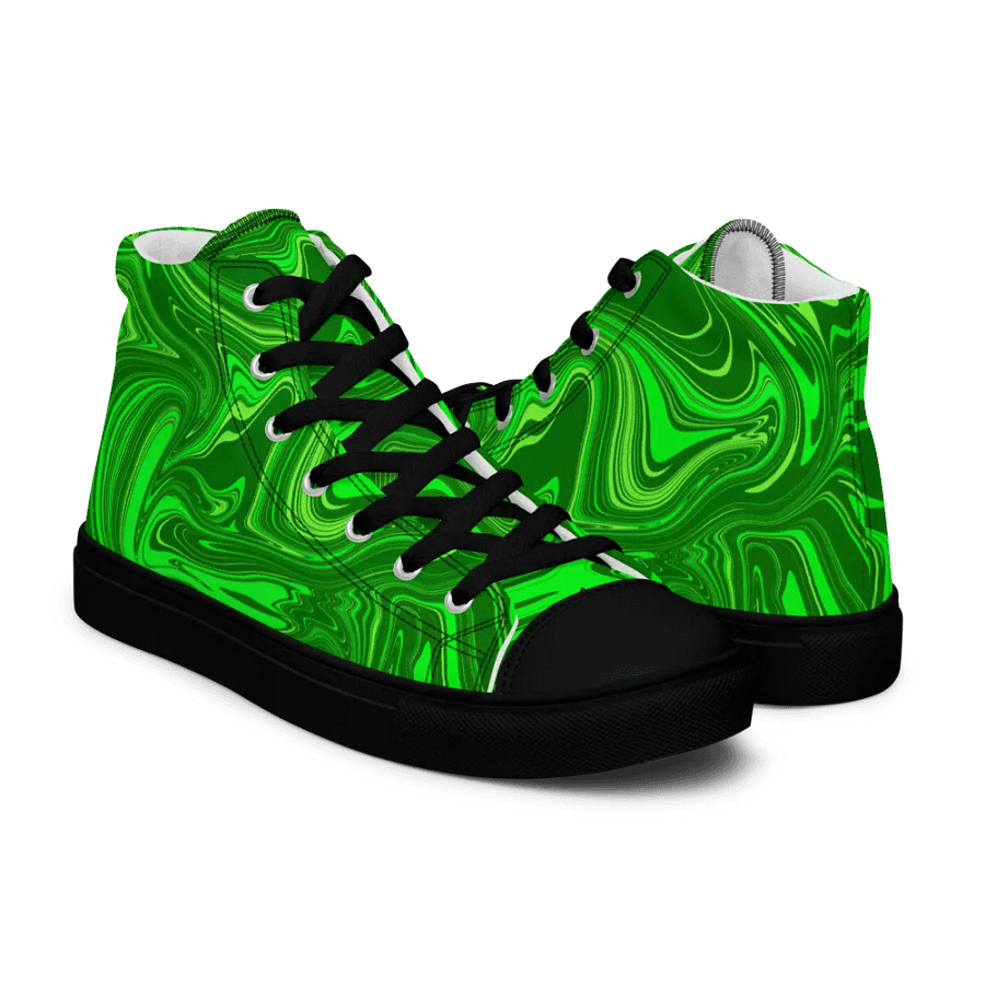 Women's High Top Canvas Shoes - Different Shades of Green Digital Fluid Art product image (9)