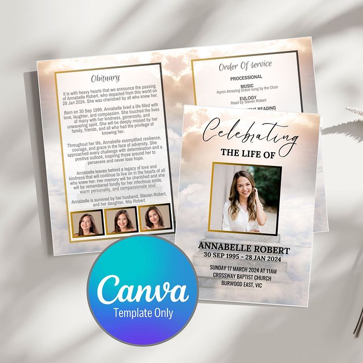 Stairs To Heaven Funeral Program Canva Template product image (1)