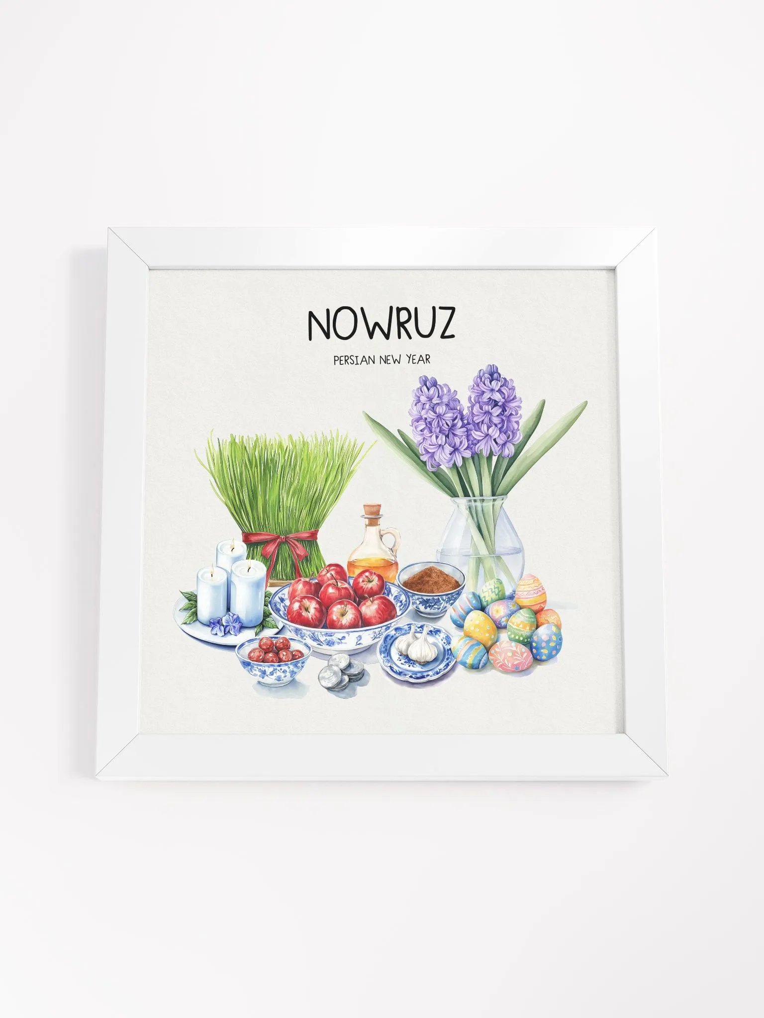 Nowruz Haft-Seen Celebration Poster, Nowruz Watercolor Art, Haft-sin Table, Persian New Year, Persian Art product image (44)