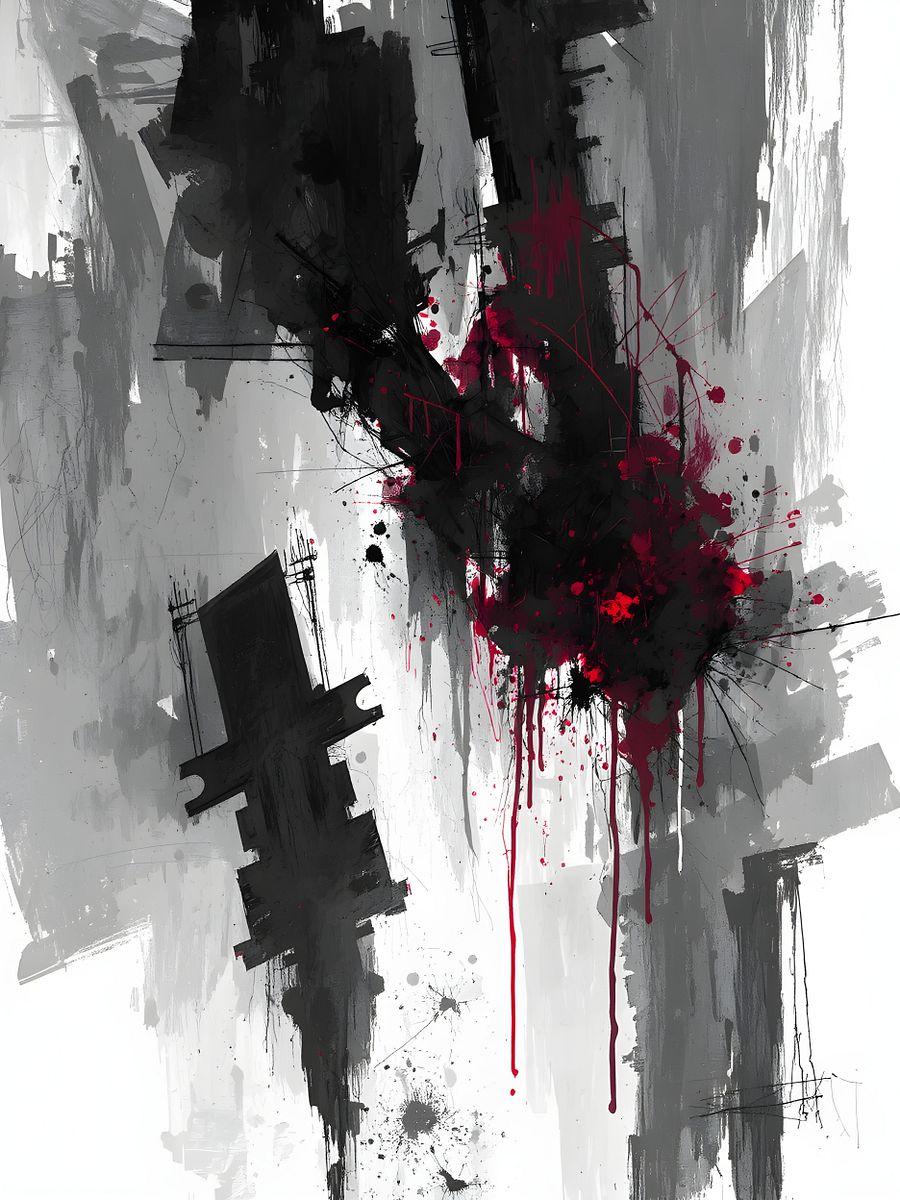 Crimson Fracture - Moody Abstract Art Print product image (1)