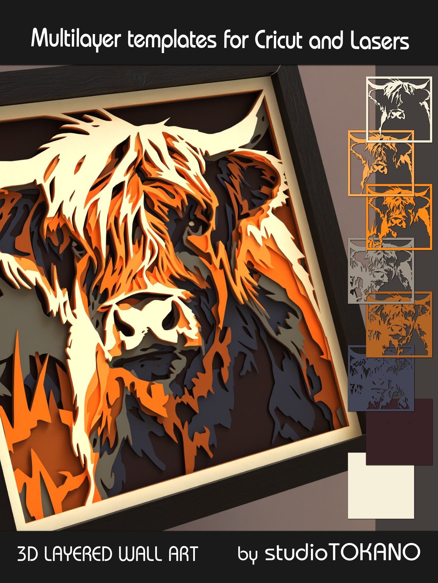 Highland Cow 3D Shadow Box SVG product image (10)