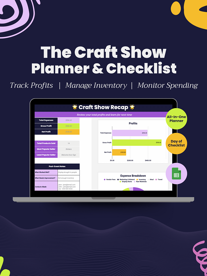 Craft Show Planner Spreadsheet & Checklist for Craft Sellers product image (1)