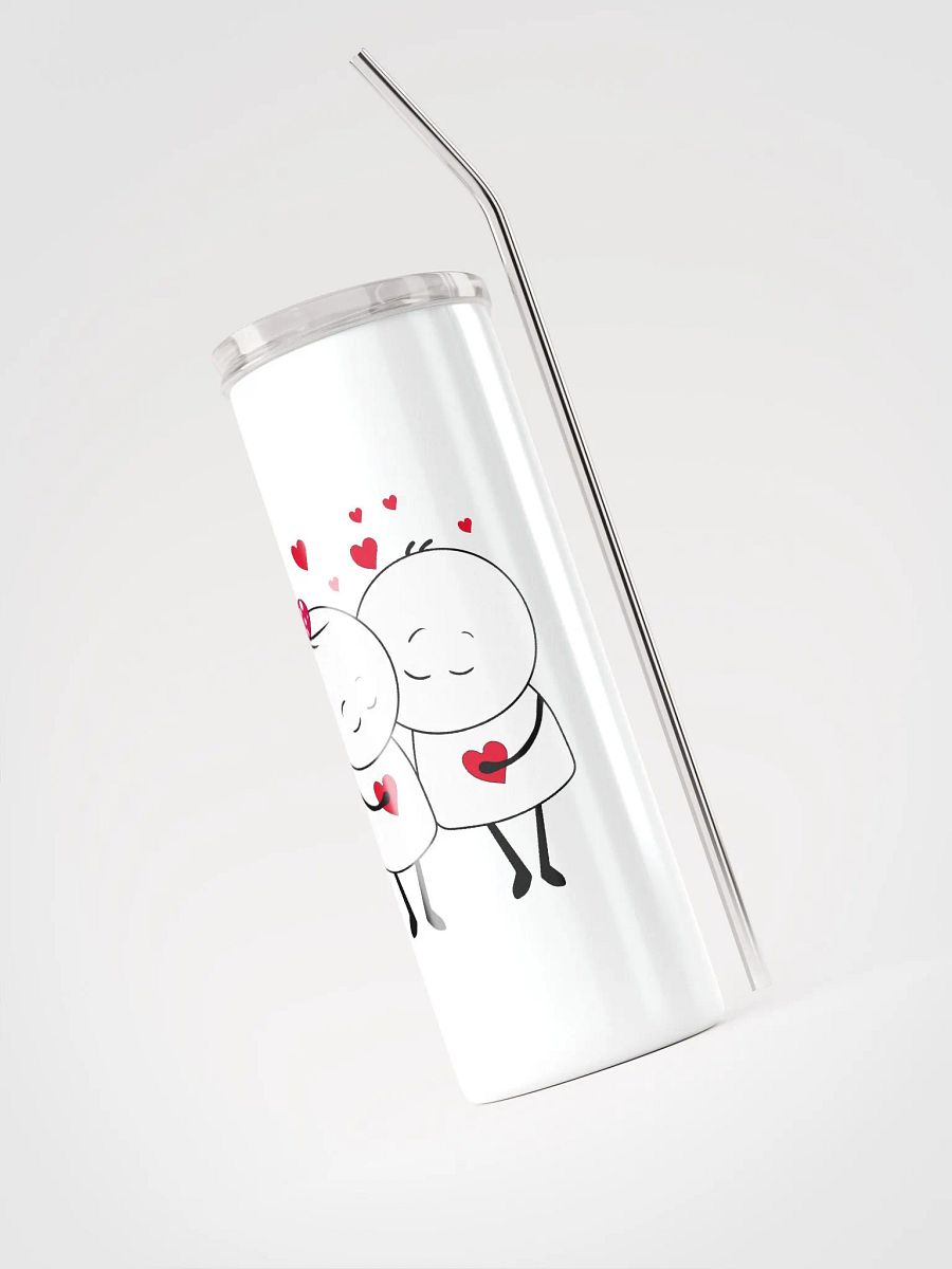 Romantic Couple White Stainless Steel Tumbler: Valentine's Day Delight product image (3)