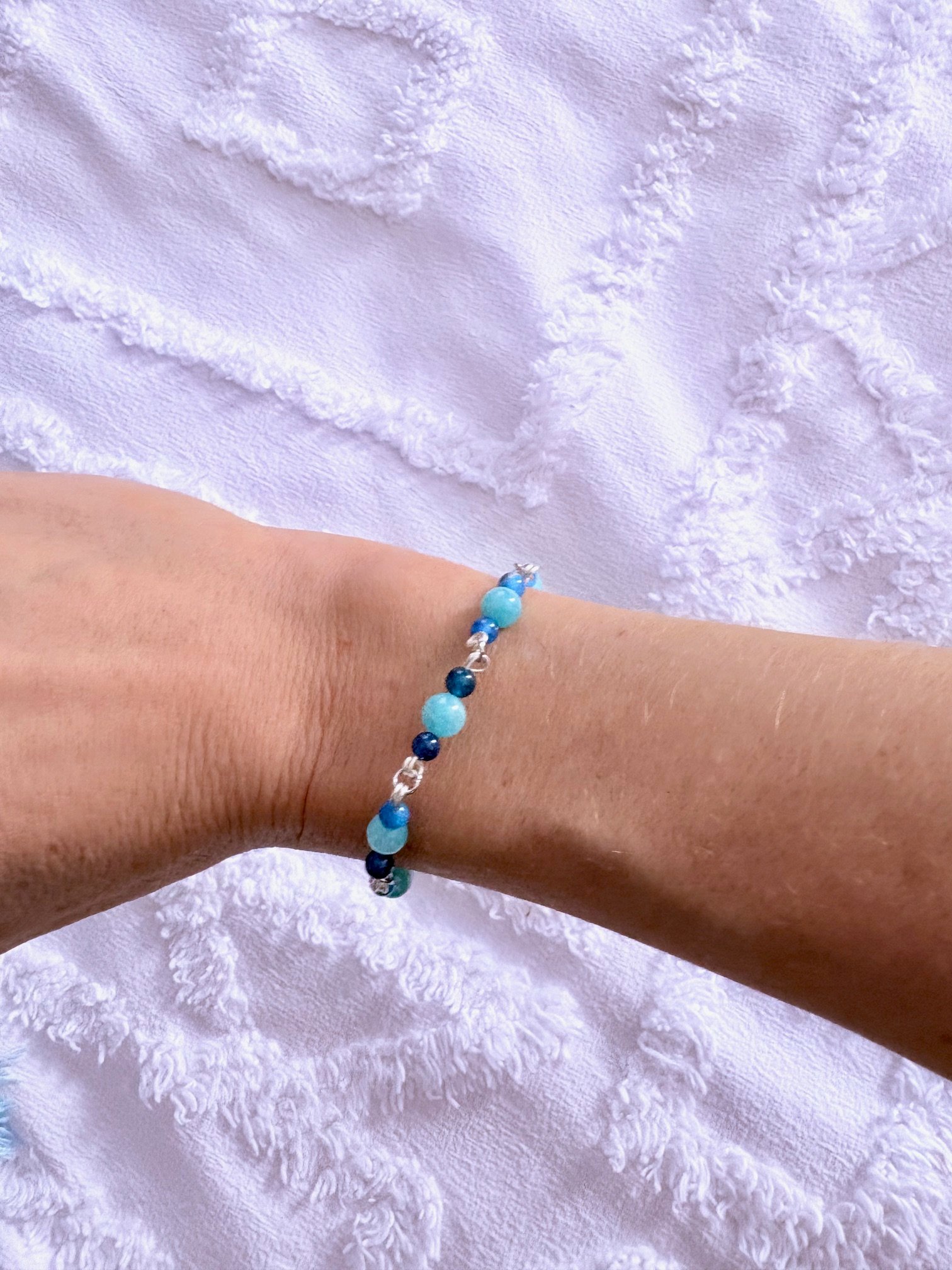 MFD-00272 | Pebble Sea Glass Bracelet | Wire Wrapped Links | by Monique Faella Designs™ product image (5)