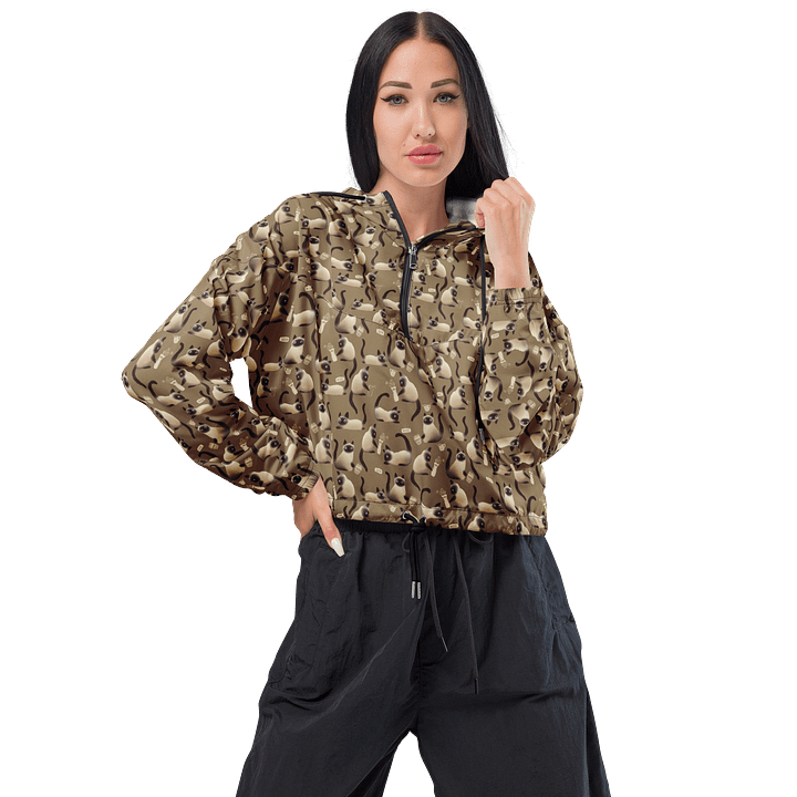 Bad Siamese Cats Patterned Windbreaker, Brown product image (1)