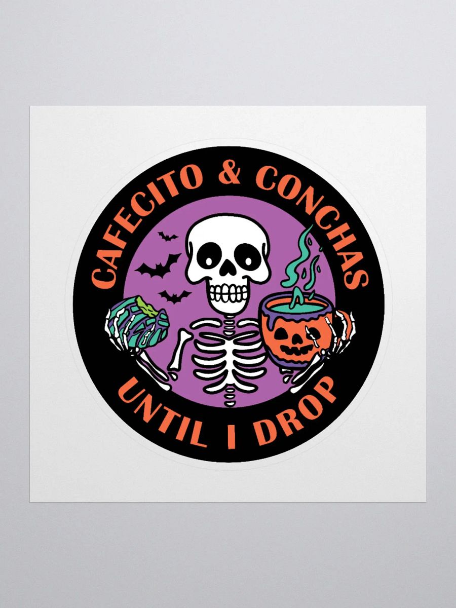 Cafecito and Conchas Halloween Skeleton Ghost Circle Sticker product image (1)