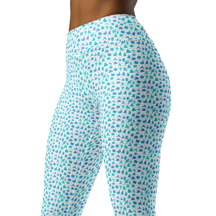 Zen Harmony Yoga-Meditation Leggings - Blue Wellness Icons on White product image (1)
