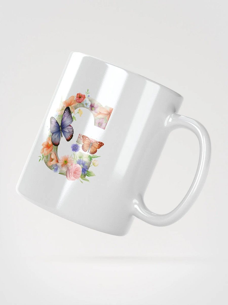 Letter G Monogram Floral Fantasy White Glossy Mug product image (6)