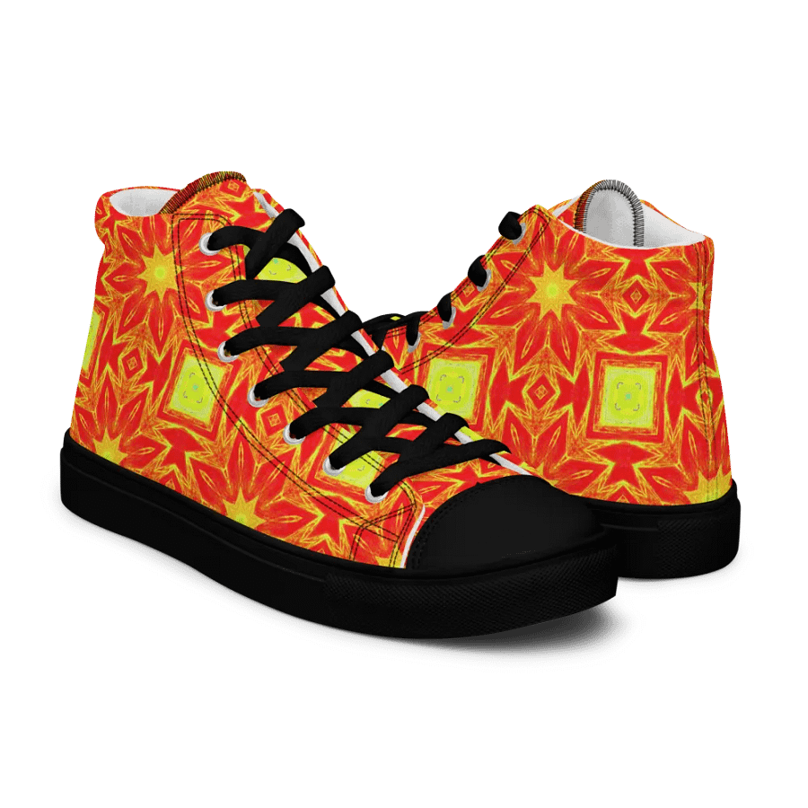 Abstract Repeating Orange Flower Ladies Canvas Shoe High Tops product image (7)