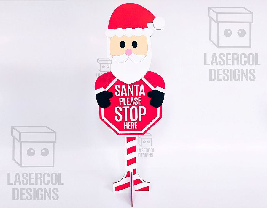 Santa Please Stop Here Sign (Santa) - Laser Cut Files product image (6)