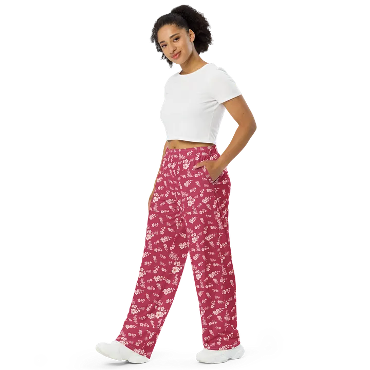 Cherry Blossoms on Magenta Unisex Wide-Leg Pants product image (2)