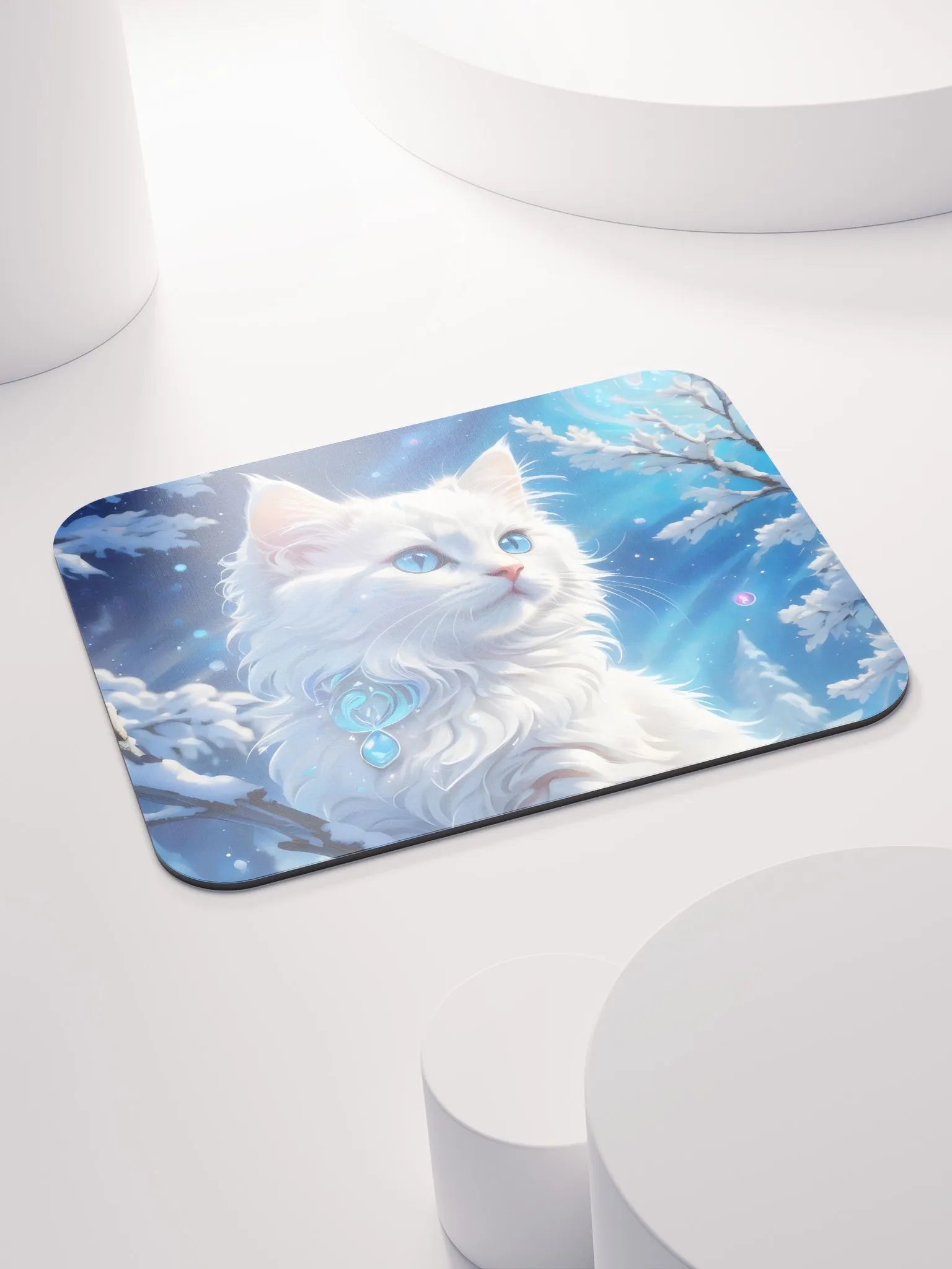 Blue-Eyed Kitten Winter Magic Mouse Pad product image (5)