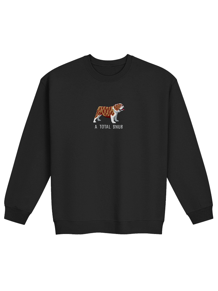 A Total Snub Sweatshirt (Embroidered) of an English Bulldog(Brindle & White) product image (6)