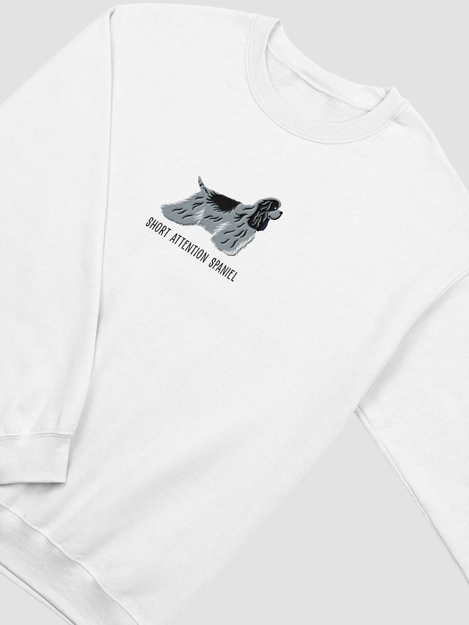 Short Attention Spaniel Sweatshirt (Embroidered) of an American Cocker Spaniel(Blue Roan) product image (6)
