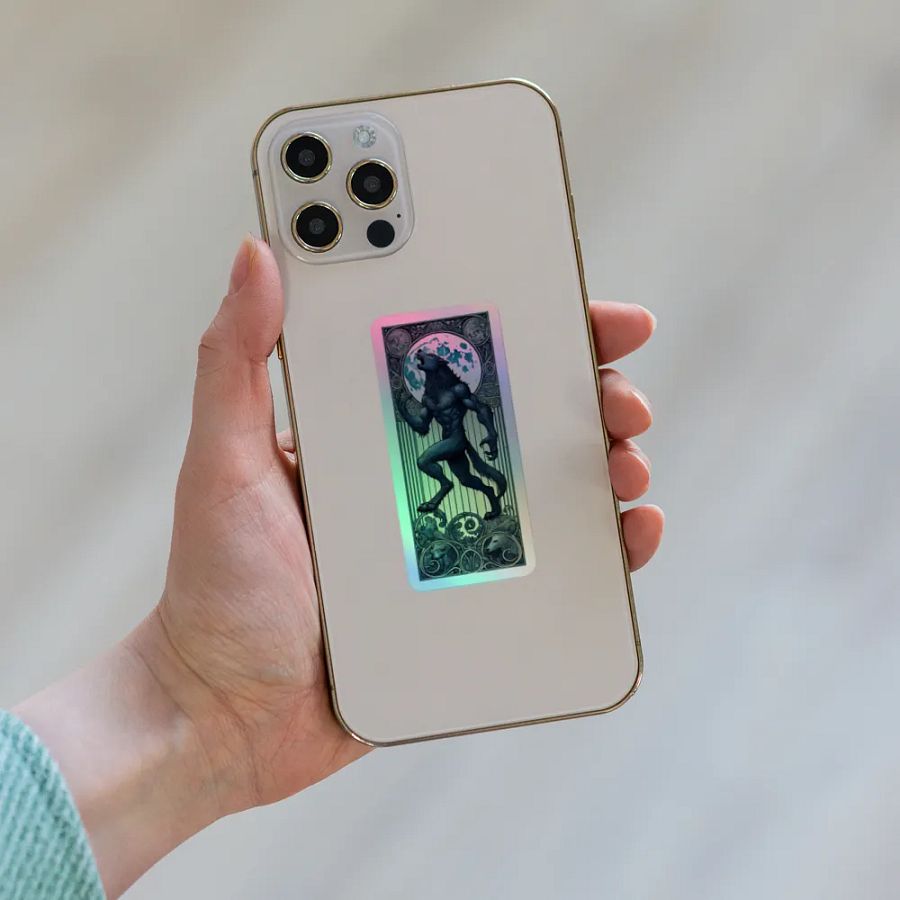 Enchanted Night Werewolf Vinyl Sticker – Art Nouveau Moonlit Design product image (6)