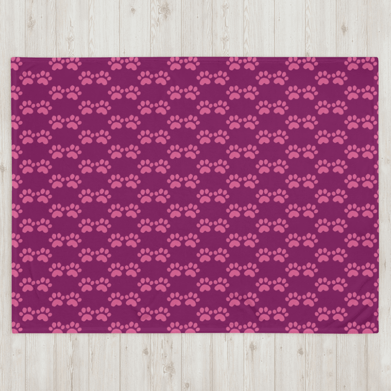 All Around Pink Paw Prints Throw Blanket product image (2)