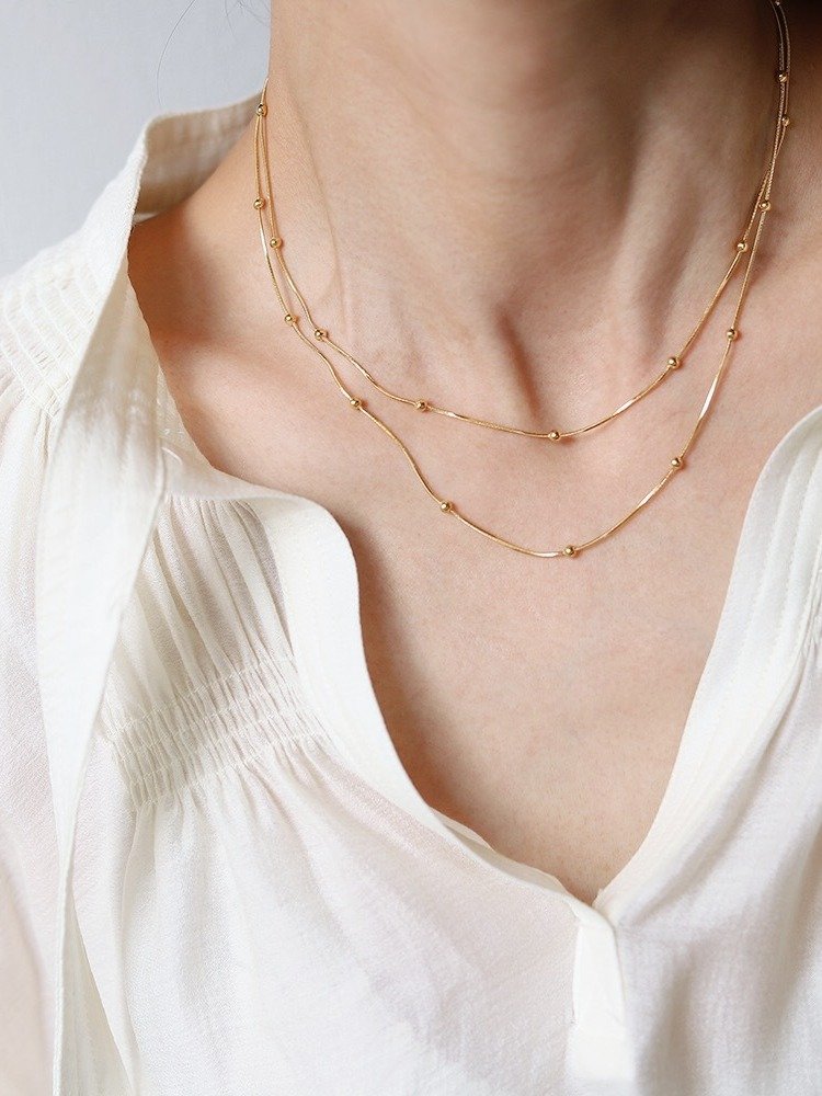 Round Bead Small Ball Necklace | 18K Gold Plated. product image (2)