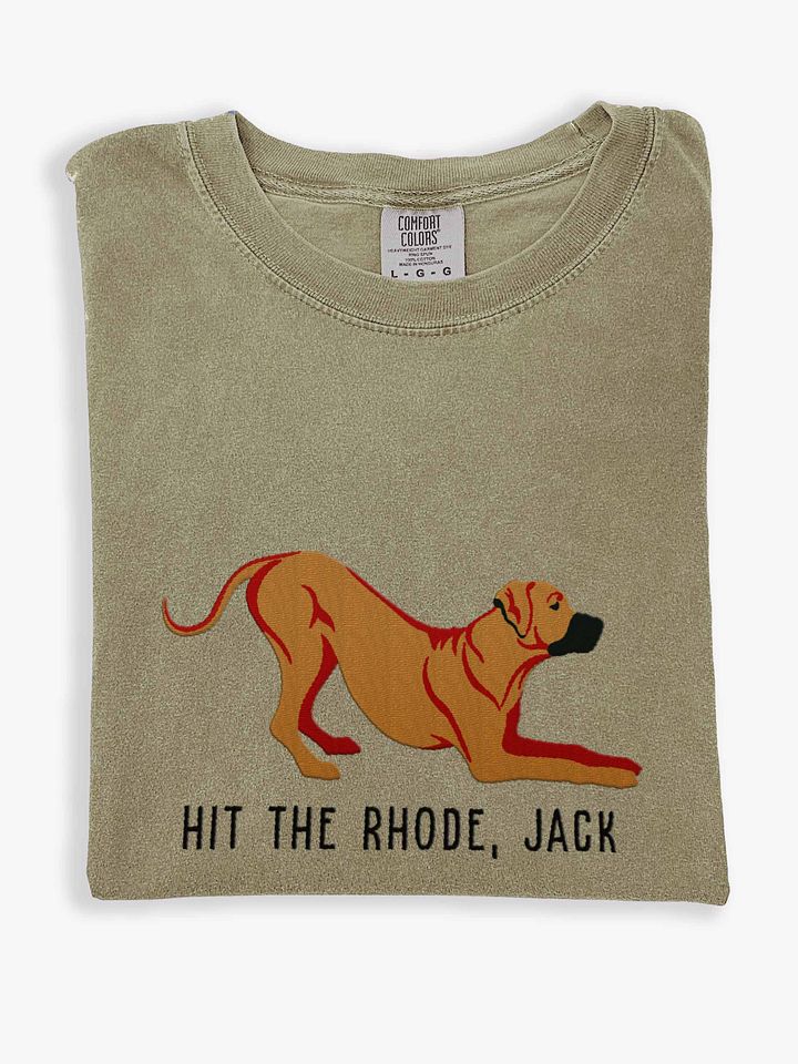 Hit the Rhode, Jack T-Shirt(Embroidered) of a Rhodesian Ridgeback product image (1)